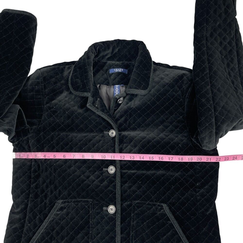 Chaps Women's Quilted Jacket Large Black Diamond‑Quilt Button Front Coat - Picture 9 of 12